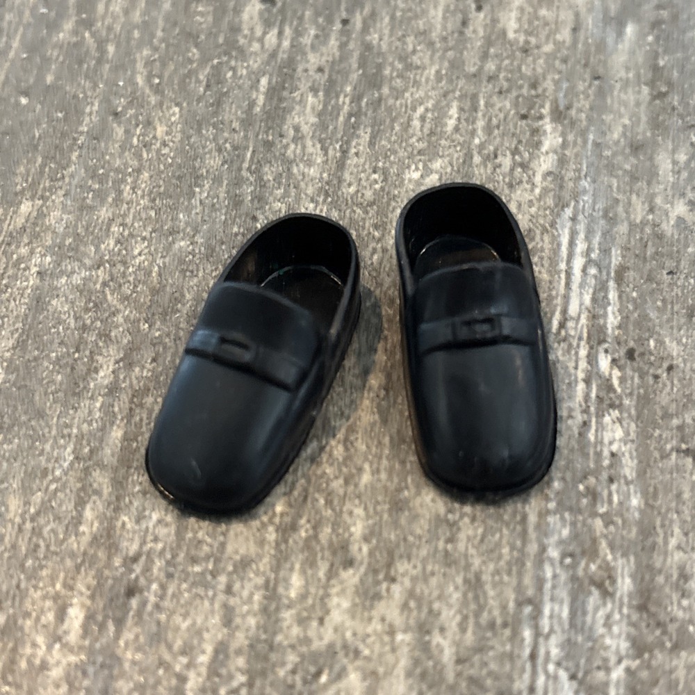 Vintage Barbie Doll KEN Black Loafer Dress Shoes‎ Replacement Squishy